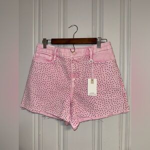 SOLD Good American - Good Girlfriend Mineral Rose Quartz Studded Denim Shorts